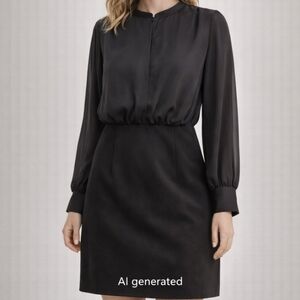 H&M Elegant Black Long Sleeve Dress